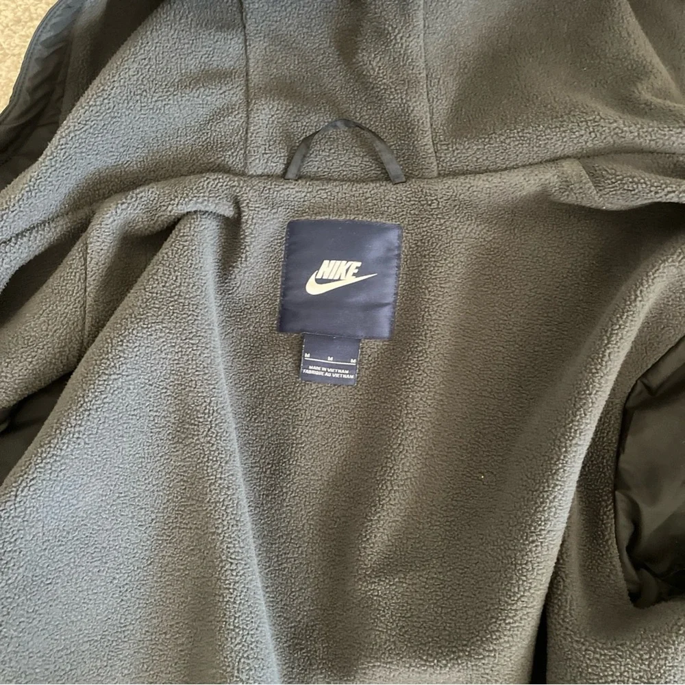 VINTAGE Nike blue label RARE hooded black zipup jacket w/fleece inside 1980s Med